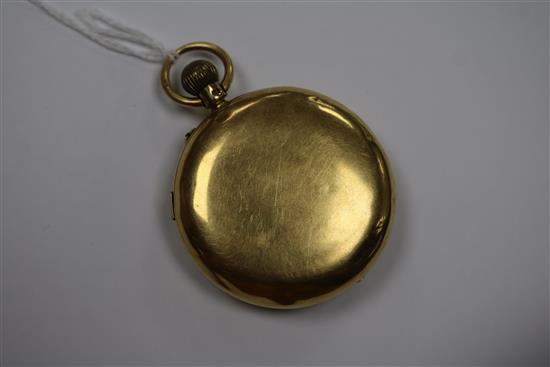 A late Victorian 18ct gold keyless chronograph pocket watch, by Fattorini & Sons.